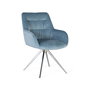 GINER Y COLOMER Tapiza2 - Lot de 2 fauteuils en velours bleu clair, design raffiné, structure rembourrée, pieds en acier nickelé brillant
