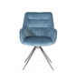 GINER Y COLOMER Tapiza2 - Lot de 2 fauteuils en velours bleu clair, design raffiné, structure rembourrée, pieds en acier nickelé brillant