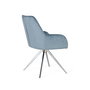 GINER Y COLOMER Tapiza2 - Lot de 2 fauteuils en velours bleu clair, design raffiné, structure rembourrée, pieds en acier nickelé brillant