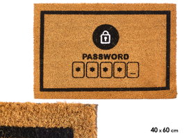 GIFTDECOR Felpudo Password 40 x 60 cm, Fibre de coco et PVC, Marron et Noir (Set de 10)