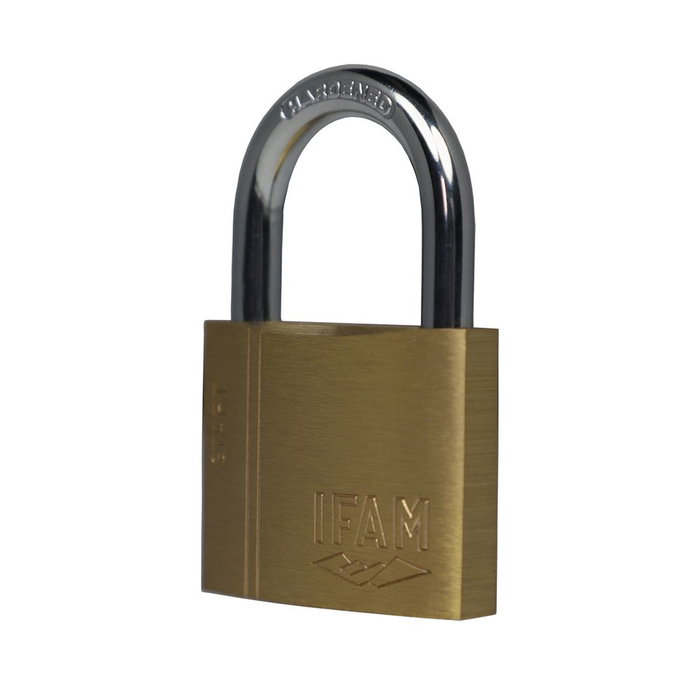 Ifam 074000SR Candado de arco normal 40mm SR40 en laiton et acier trempé chromé avec 2 clés