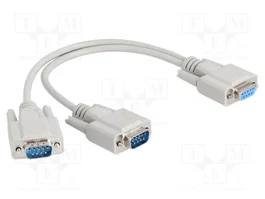 DELOCK Multiprise D-Sub 9pin socle vers 2x D-Sub 9pin prise, 0,3m, gris