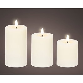 Lumineo Lot de 3 Bougies LED en Cire Blanche Diamètre 7 cm avec Tailles Variées Lumière Chaude