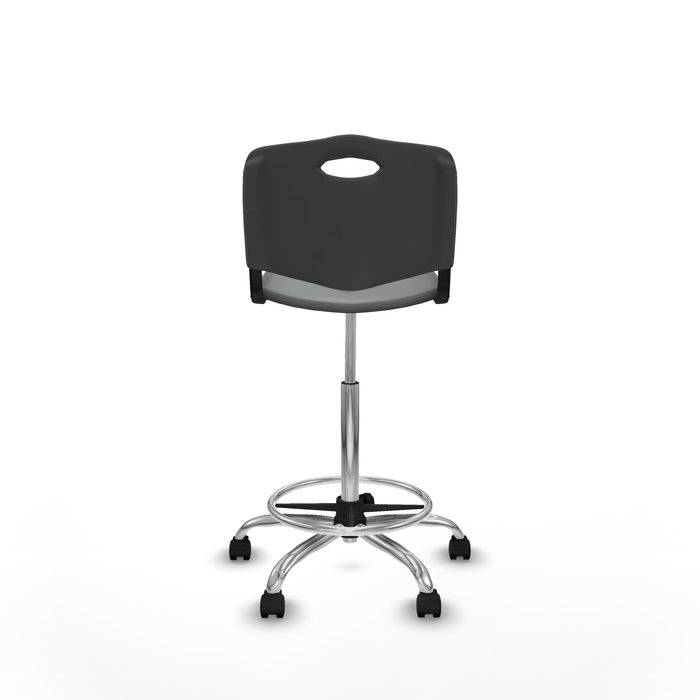 Tabouret Taburete Robledo Pivotant Chlorure de polyvinyle Gris foncé Structure chromée Sans accoudoirs Sans appui-tête Roulettes en nylon 50 mm