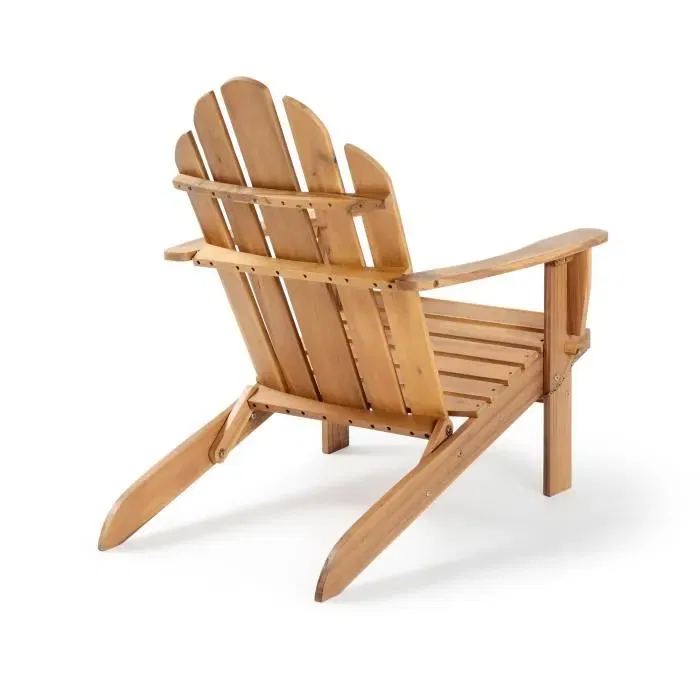 Fauteuil de jardin Adirondack pliable en bois d'Acacia FSC - 72.5 x 89.5 x 94 cm (Hauteur), résistant aux intempéries, capacité 100 kg