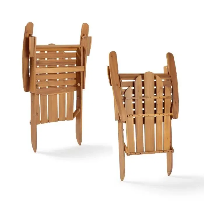 Fauteuil de jardin Adirondack pliable en bois d'Acacia FSC - 72.5 x 89.5 x 94 cm (Hauteur), résistant aux intempéries, capacité 100 kg