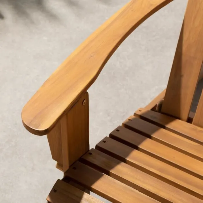 Fauteuil de jardin Adirondack pliable en bois d'Acacia FSC - 72.5 x 89.5 x 94 cm (Hauteur), résistant aux intempéries, capacité 100 kg