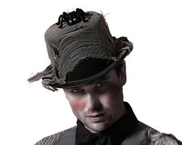 Chapeau de Sorcière ou Zombie Effrayant avec Toile d'Araignée et Finition Usée - Accessoire Déguisement Halloween, Théâtre, Fête d'Horreur - Noir - 2025
