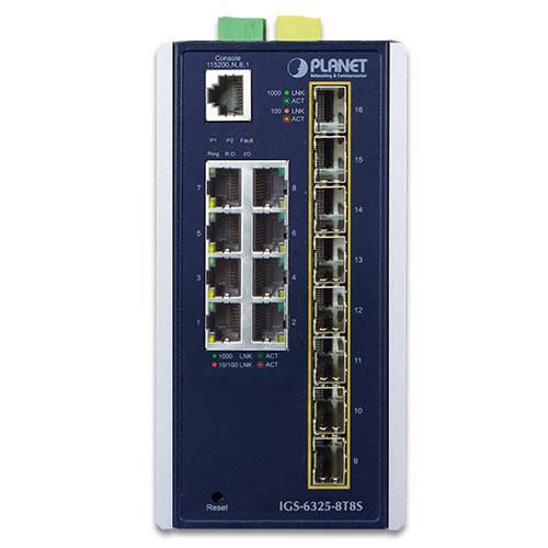 Planet IGS-6325-8T8S Switch Ethernet industriel géré de niveau 3 avec 8 ports 10/100/1000T et 8 ports 1G/2.5G SFP Planet IGS-6325-8T8S Switch Ethernet industriel géré de niveau 3 avec 8 ports 10/100/1000T et 8 ports 1G/2.5G SFP