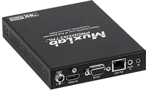 MUXLAB Transmetteur HDMI 4K Dante Over IP avec PoE, JPG 2000, Latence 33 ms, 100 m