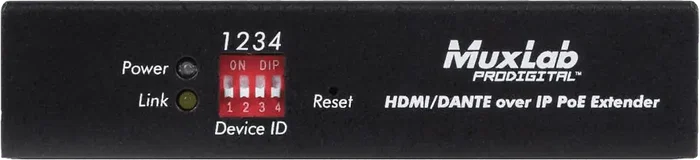 MUXLAB Transmetteur HDMI 4K Dante Over IP avec PoE, JPG 2000, Latence 33 ms, 100 m