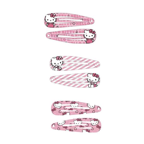 Cerdà Accessoires pour cheveux - Lot de 6 clips Hello Kitty - 6.5 x 12.5 x 0.1 cm - Fuchsia