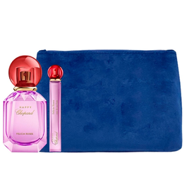 Chopard - Coffret Parfum Happy Felicia Roses Eau de Parfum pour Femme 100 ml + 10 ml + Pouch Sac en Cuir Synthétique et Textile Bleu - Ensemble Luxe