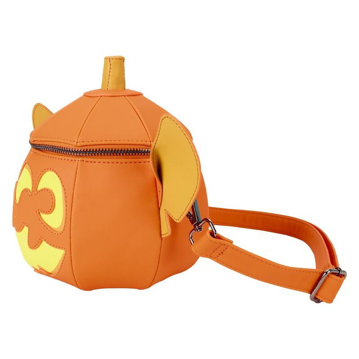 LOUNGEFLY Sac à dos Disney Loungefly Pumpkin Stitch - Taille 18x16.25x18 cm - En cuir vegan - Tirants ajustables et détails brillants