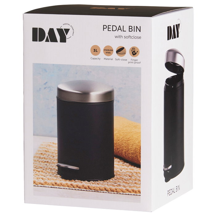Day Cubo de poubelle 3 L en acier inoxydable avec pédale Day Cubo de poubelle 3 L en acier inoxydable avec pédale