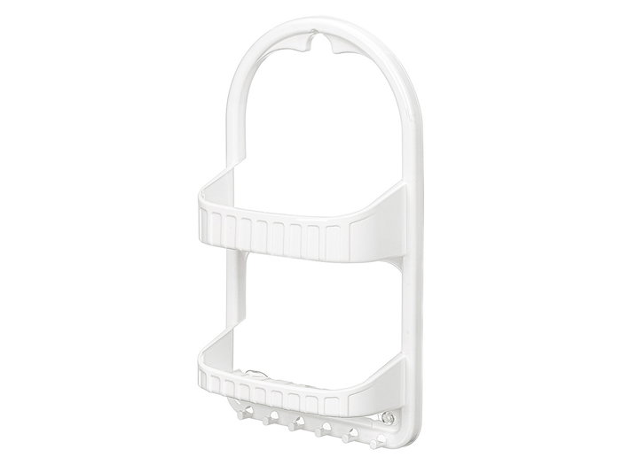 Berilo Étagère 2 Niveaux Blanc avec Crochets à Ventouse 26.7x50x12 cm Plastique (Set de 12)