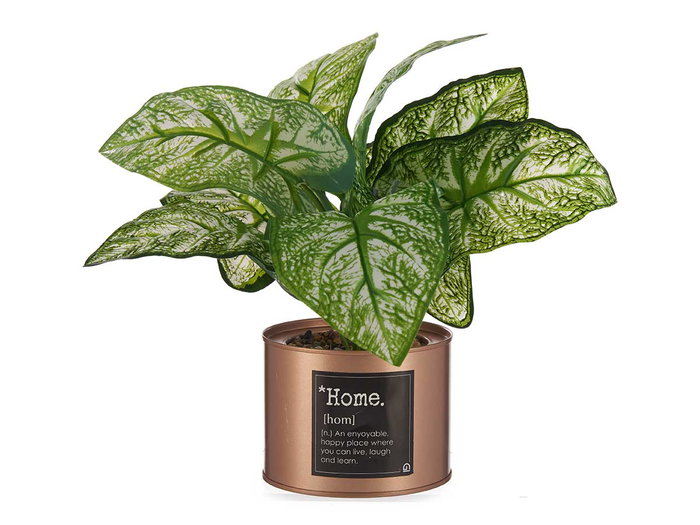 Ibergarden Plante Artificielle Verte en Pot Cuivre 26x26x26 cm Plastique et Métal (Set de 12)