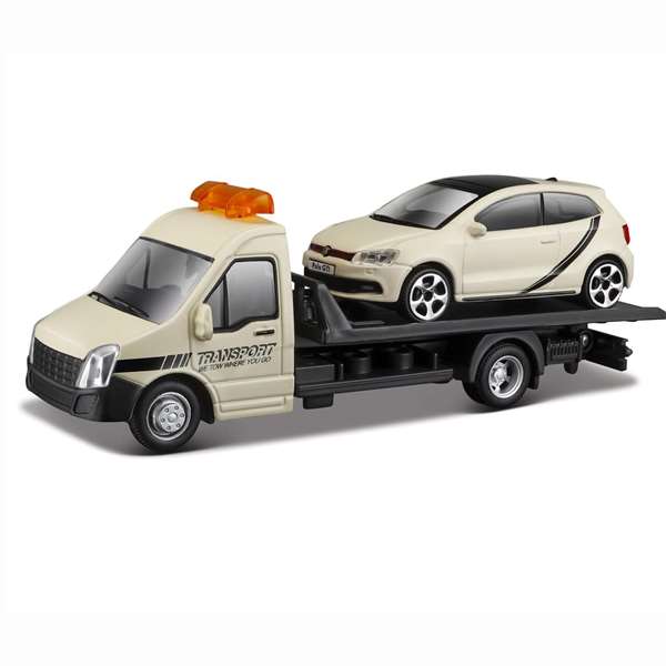 Color Baby - Camion remorque avec voiture métallique, échelle 1:43, collection Street Fire - Modèles en assortiment