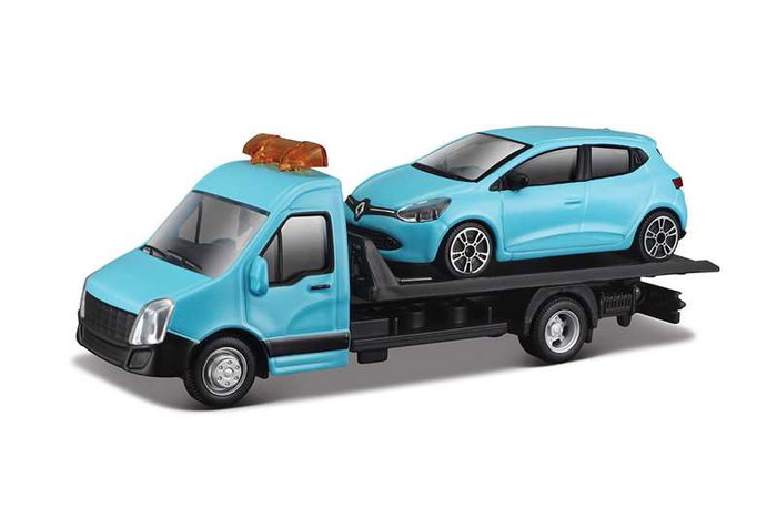 Color Baby - Camion remorque avec voiture métallique, échelle 1:43, collection Street Fire - Modèles en assortiment