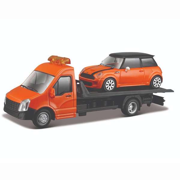 Color Baby - Camion remorque avec voiture métallique, échelle 1:43, collection Street Fire - Modèles en assortiment