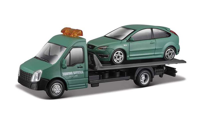 Color Baby - Camion remorque avec voiture métallique, échelle 1:43, collection Street Fire - Modèles en assortiment
