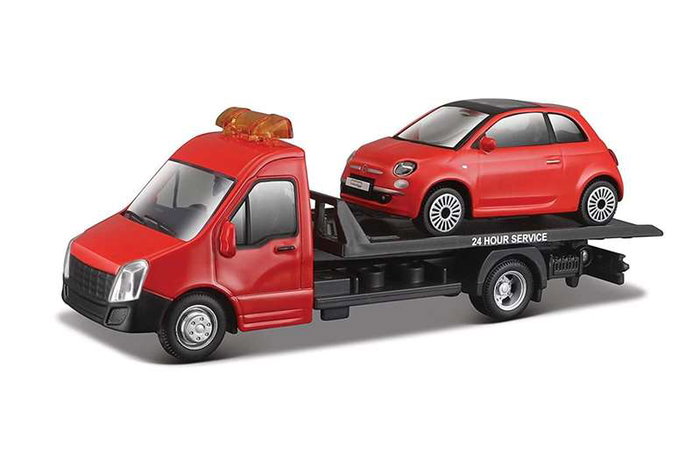 Color Baby - Camion remorque avec voiture métallique, échelle 1:43, collection Street Fire - Modèles en assortiment