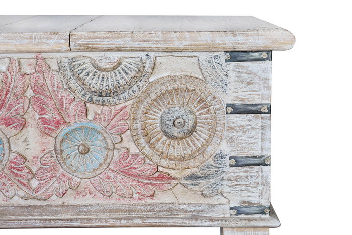 Table basse en bois de manguier massif artisanal avec finition lavée - 90 x 90 x 45 cm - Multicolore - Table de salon