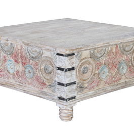 Table basse en bois de manguier massif artisanal avec finition lavée - 90 x 90 x 45 cm - Multicolore - Table de salon