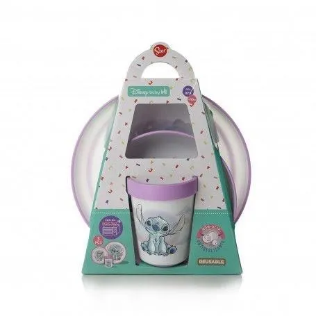 Disney Baby Coffret Repas 3 Pièces pour Enfant : Gobelet, Bol et Assiette Antidérapants à l'Effigie de Lilo et Stitch Disney Baby Coffret Repas 3 Pièces pour Enfant : Gobelet, Bol et Assiette Antidérapants à l'Effigie de Lilo et Stitch