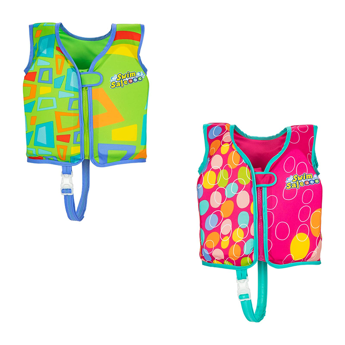 Bestway 32177 Gilet de Sécurité Gonflable Textile Doux pour Bébé, UPF 50+, 56 cm, 3-6 Ans, Plage et Piscine, Couleur Assortie