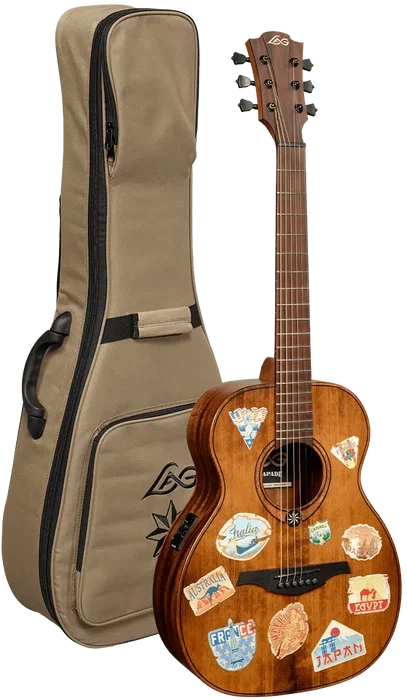 LAG Guitare Électroacoustique Folk Escapade Globe Trotter Travel Naturelle Abeta Massif