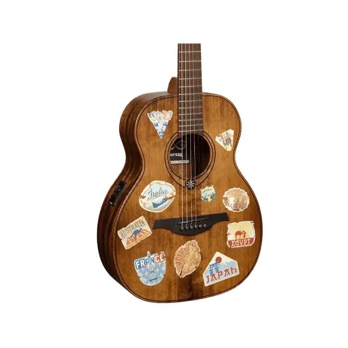 LAG Guitare Électroacoustique Folk Escapade Globe Trotter Travel Naturelle Abeta Massif