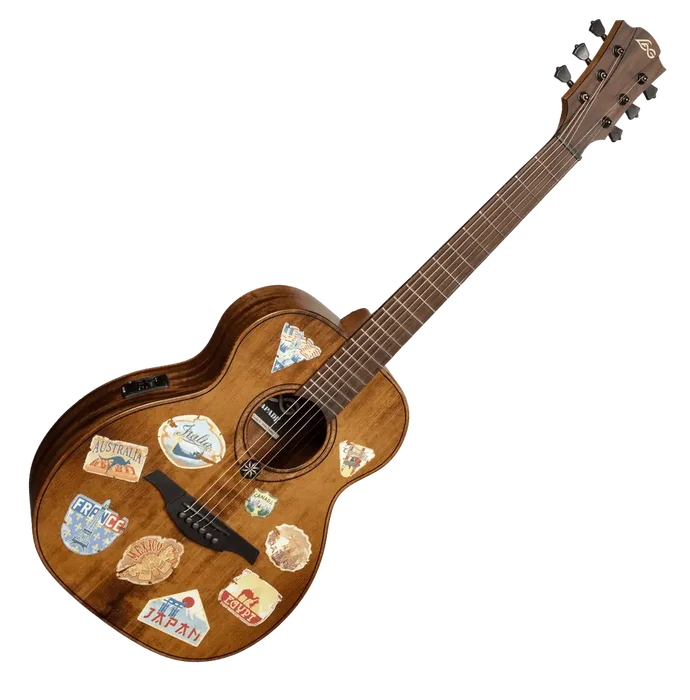 LAG Guitare Électroacoustique Folk Escapade Globe Trotter Travel Naturelle Abeta Massif