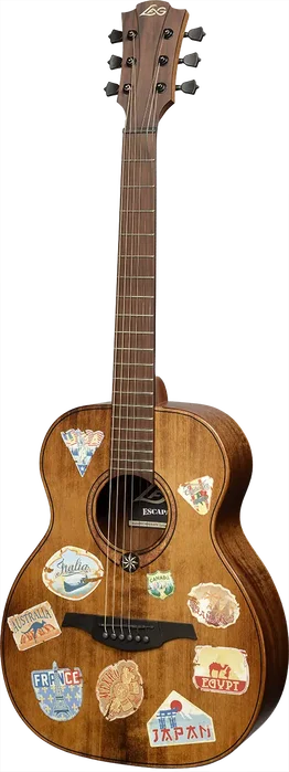LAG Guitare Électroacoustique Folk Escapade Globe Trotter Travel Naturelle Abeta Massif