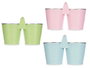 Ibergarden Macetero Doble avec Anses Zig Zag Bord Argenté Assorti 26x17x13 cm Métal (Set de 12)