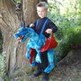 Liragram - Déguisement Enfant Dragon Bleu avec Bretelles, Taille 4-6 Ans, Âge Recommandé 3 Ans