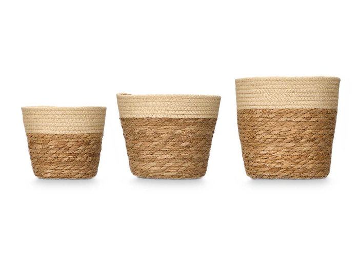 GIFTDECOR Set de 3 paniers ronds 19cm de haut naturel GIFTDECOR Set de 3 paniers ronds 19cm de haut naturel