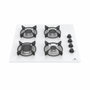 Continental Edison Table de cuisson gaz 4 foyers en verre blanc