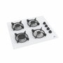 Continental Edison Table de cuisson gaz 4 foyers en verre blanc