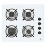 Continental Edison Table de cuisson gaz 4 foyers en verre blanc