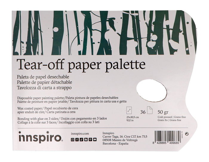 Innspiro Palette en papier jetable 36 pages 50g 23x30,5cm Innspiro Palette en papier jetable 36 pages 50g 23x30,5cm