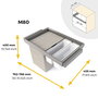 Emuca Kit 2 plateaus auxiliaires, 1 panier et rack ajustable Quartz pour armoires, glissières extension totale et à fermeture douce, Module 80cm, Finition Titane