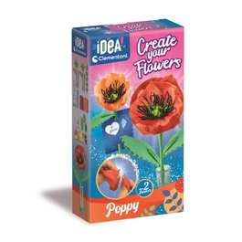 Clementoni Crée tes fleurs - Coquelicot - Coffret de 2 fleurs à assembler et personnaliser