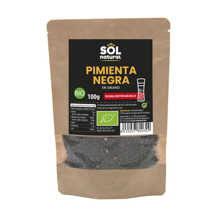 Sol Natural Poivre noir en grains Bio 100 g