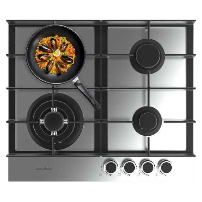 Cecotec Plaque gaz 4 feux Bolero Squad G 4400F Inox 8000W acier inox WOK