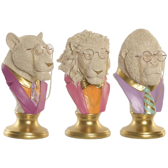 Home ESPRIT Figurine Décorative Tigre, Lion et Gorille (3 Unités) Home ESPRIT Figurine Décorative Tigre, Lion et Gorille (3 Unités)