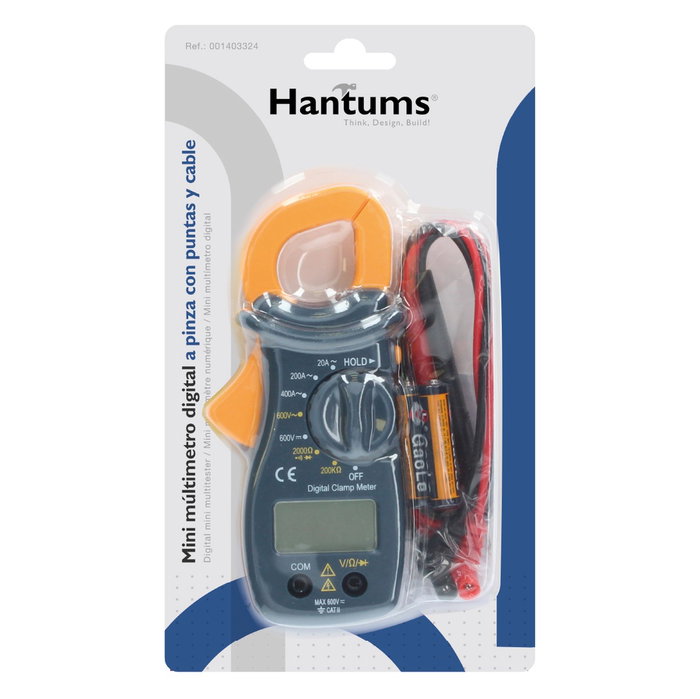 Hantums Mini-multimètre numérique à pince avec pointes et câble