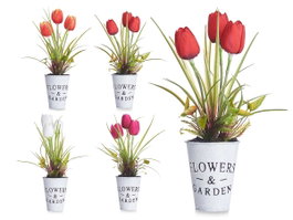 Ibergarden Plante Tulipe Pot Métal Assorti 15x31x15 cm Plastique Métal Tissu (Set de 12)