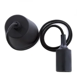 Douille E27 avec rosace et câble noir, design moderne et minimaliste