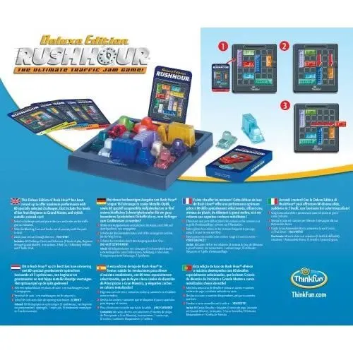 Ravensburger - Rush Hour Deluxe - Jeu de logique Think Fun avec 60 défis, 5 niveaux, voitures métallisées - À partir de 8 ans Ravensburger - Rush Hour Deluxe - Jeu de logique Think Fun avec 60 défis, 5 niveaux, voitures métallisées - À partir de 8 ans